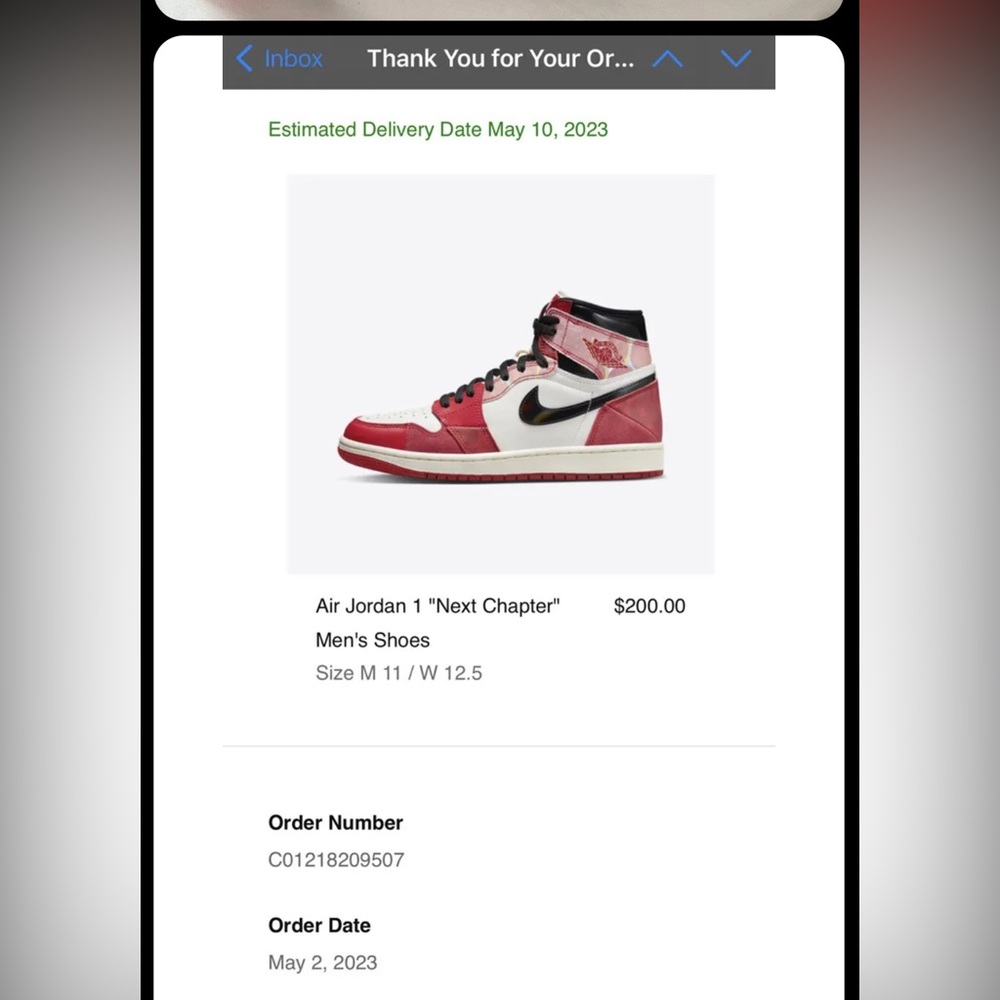 Jordan 1 high OG next chapter spider-verse size 11 men Ds receipt in pics 1-3 🚢 - Picture 10 of 10